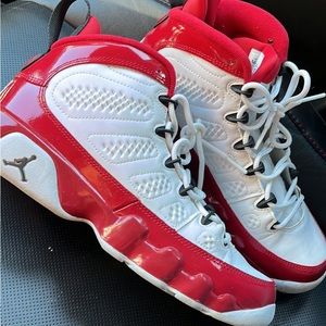 Red and white Jordan 9s size 6